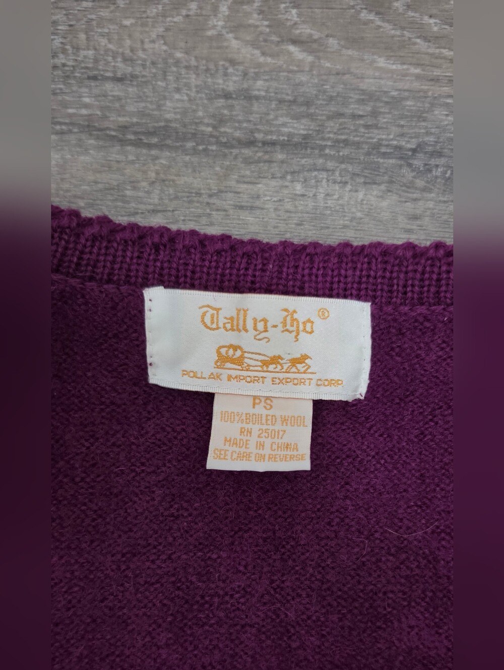 Tally Ho Vintage Purple Button-Front Cardigan-Size PS - Picture 4 of 5